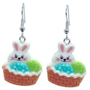 Resin Easter Bunny Easter Egg Basket Dangle Earrings